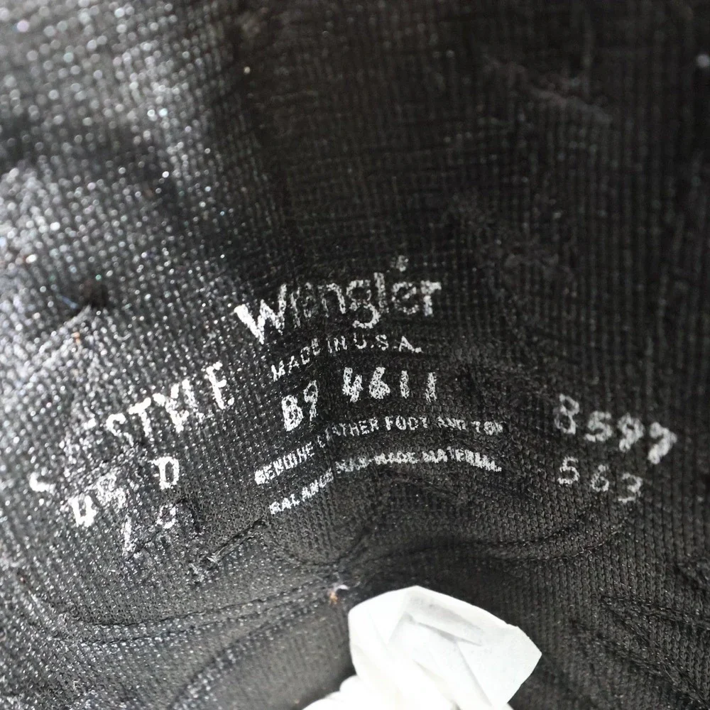 Wrangler Vintage Western Boots Youth 4.5 D Old Brown Leather Black NWT USA Made